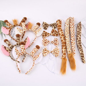 Ensemble trois pièces Halloween animal : nœud papillon, queue et <span class=keywords><strong>serre</strong></span>-tête <span class=keywords><strong>girafe</strong></span> pour enfants, écologique, haute qualité, personnalisable - Product Image 1