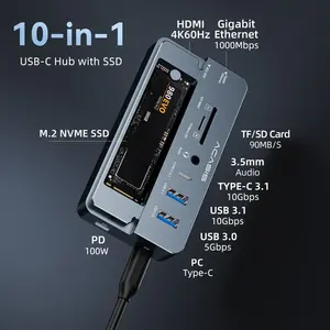 <span class=keywords><strong>Acasis</strong></span> 10 en 1 M.2 NVMe HDMI 4K 60Hz USB a Ports SB Hub Multiport Hub Dock d'extension Dock Docking Station d'accueil - Product Image 3