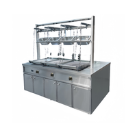 Grill rotatif commercial en acier inoxydable 18+12 kW pour grands événements, avec système de levage intelligent pour charbon de bois et rotation, pour repas interactifs