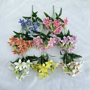 Usine de fleurs artificielles Meiyu Craft, bouquet de lys en soie à 8 têtes, décorations pour mariage et maison - Product Image 3
