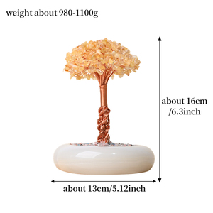 Healing Crystal <b>Tree</b> Wholesale Hand Wrapped Natural Precious Stones with Round Jade Bowl for Feng Shui - Product Image 2