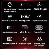 Clavier mécanique de jeu programmable Madlions MAD 60 HE 61 touches filaire RGB USB Type-C à effet Hall avec taux de réponse 8K