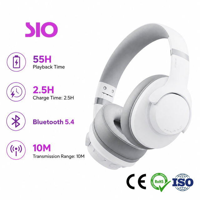 Jerry Chip -43dB ANC 55H Playback IP65 Waterproof 40mm Titanium Driver Type-C AUX 3.5mm Hi-Fi 5.4 Over-ear Headphones