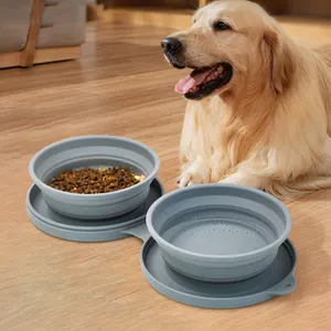 Wholesale Customize Travel Pet Water Feeding Bowl Foldable Portable Collapsible Silicone Dog Bowl