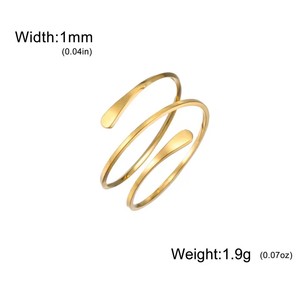 Anillo Abierto Unisex de Acero Inoxidable 304, Diseño Geométrico en Espiral Dorado, Adorno Simple Ajustable para el Dedo, Ideal para Fiestas - Product Image 5