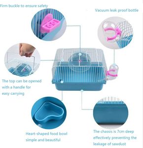 Trend Pet Hamster Cage Portable Small Nest Cage Square Metal Tray PP Plastic Wire Material Hook Loop Closure Sport <b>Running</b> Wheel - Product Image 3