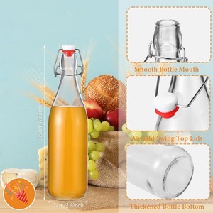 Bouteille en verre transparente avec bouchon à bascule de 500 ml, 750 ml, 1 L pour bière, jus, kombucha – Vente en gros, échantillon gratuit - Product Image 3