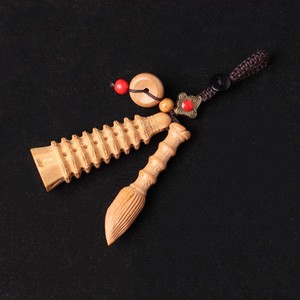 Peach Wood Scholar Pen Tower <b>Keychain</b> Wenchang Pagoda Pendant Portable Home Decor Gift For Colleagues Friends - Product Image 3