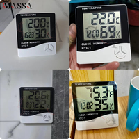 Thermomètre et hygromètre électroniques d'intérieur MASSA avec écran LCD, pour salon de beauté, stockage d'adhésif pour cils, une pile incluse