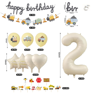Fournitures pour fête d'anniversaire <span class=keywords><strong>de</strong></span> 2 ans : Bannières Joyeux Anniversaire, <span class=keywords><strong>Guirlande</strong></span> Camion Minier, Ballons Imprimés Beige, Décorations <span class=keywords><strong>de</strong></span> Cupcakes sur le Thème <span class=keywords><strong>de</strong></span> la Construction, Cadeaux - Product Image 6