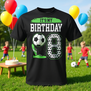 Camiseta de fútbol para mi cumpleaños, diseño de fútbol verde para niño de 8 años - Product Image 3