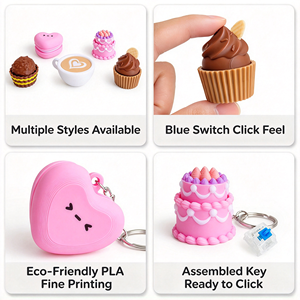 3D-Druck Liebeskuchen Entspannungsknopf Ticker Click Kinder Neuheit Scherzartikel Fidget Squishy Spielzeug Niedlicher Pulver-Schlüsselanhänger Anhänger - Product Image 2
