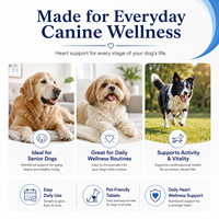 Complément alimentaire quotidien pour le soin du cœur des chiens, favorise la circulation et la vitalité pour toutes les races, développé par des vétérinaires, soutien cardiaque pour animaux de compagnie