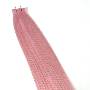 Wholesale Russian Double Drawn Remy Cuticle pink tape in hair extension inject hair