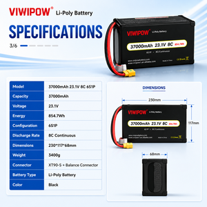 Batterie de drone 37000mAh 23.1V 8C à succès pour pulvérisation agricole UAV, longue autonomie de vol - Product Image 2