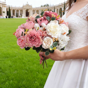 <span class=keywords><strong>Bouquet</strong></span> artificiel de 6 roses <span class=keywords><strong>hibiscus</strong></span>, <span class=keywords><strong>bouquet</strong></span> de <span class=keywords><strong>mariée</strong></span>, fleurs de mariage en soie artificielle, décoration de salon - Product Image 2