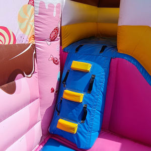 Casa <span class=keywords><strong>de</strong></span> Brinco Inflable Temática Dulce Ceyu con Arco <span class=keywords><strong>de</strong></span> Bastones <span class=keywords><strong>de</strong></span> Caramelo, Accesorio <span class=keywords><strong>de</strong></span> Piruleta en Espiral y Tobogán Azul para Alquiler <span class=keywords><strong>de</strong></span> Fiestas - Product Image 5
