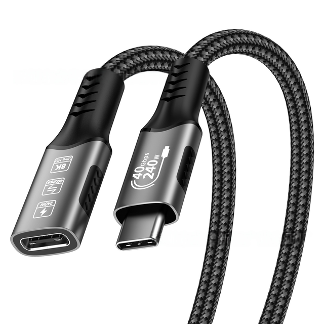 Ultra-Speed USB-C Usb 4 Extender Cable USB C Male to Female Cord Support 40Gbps Data Transfer,240W Fast Charging 8K 60Hz Video