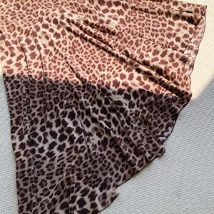 Robe en soie sans manches coupe biais style rétro français léopard moka pour femme & Jupe midi en soie coupe biais - Product Image 5