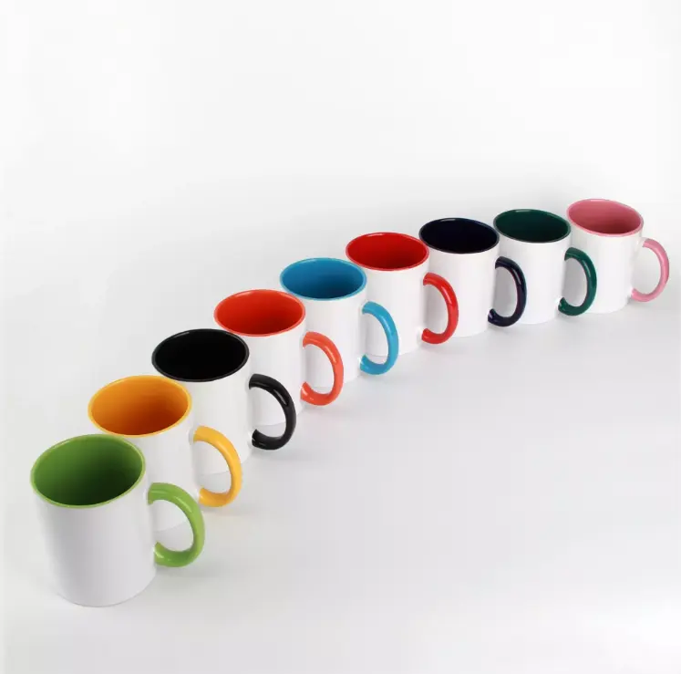 Tasse à café en céramique, pour la couleur intérieure, pour imprimer image et logo, vente en gros, 6-11oz