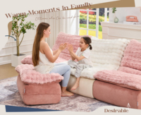 Canapé rose compresse surdimensionné désossé luxe simple moderne Chaise longue nuage canapé chaise salon avec pouf pour chambre