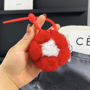 Lindo Llavero de Coche con Colgante de <span class=keywords><strong>Pelo</strong></span> de Conejo Rex Suave, Bola de Peluche, Amuleto para Bolso, Muñeca Hecha a Mano, Regalo de Cumpleaños para Mujer - Product Image 1
