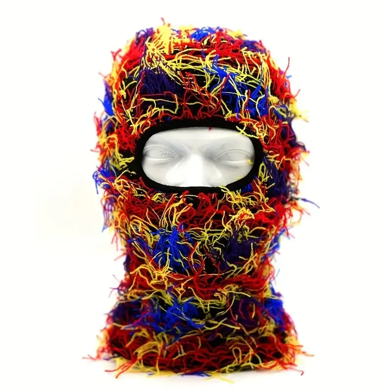 Großhandel Hochwertige Sturmhaube Gesicht Strick Voll gesichts maske Abdeckung ein Loch Designer grasig Distressed Cyberpunk Ski maske