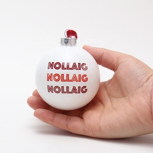 Árbol de Navidad personalizado 7cm <span class=keywords><strong>bolas</strong></span> de cristal blanco adornos de adorno con logotipo impreso Foto imagen calcomanía ecológica - Product Image 2