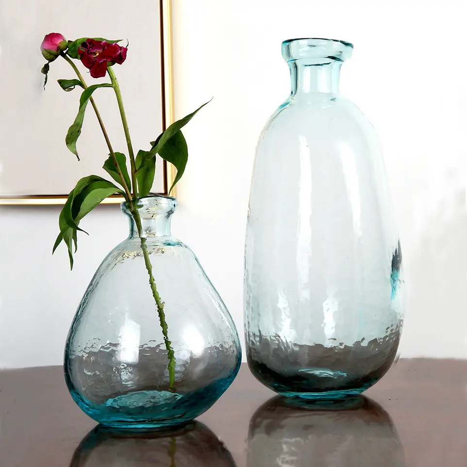 Vase en verre décoratif fait à la main de haute qualité, grands Vases transparents pour décoration de maison, dispositif en verre de couleur personnalisée