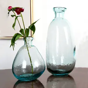 Высококачественная декоративная стеклянная ваза ручной работы, большие прозрачные вазы на заказ для домашнего декора, стеклянная ваза