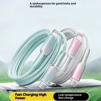 Câble d'écouteurs double Type-C en TPE transparent dégradé, charge rapide 3A PD27W pour téléphones mobiles iPhone 15/16 - KINGSTAR 1-2m