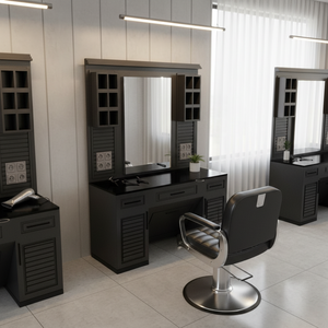 Espejo de Barbería Moderno, Estación de Estilismo, para Salones de Uñas, Hoteles, Talleres, Centros Comerciales, Muebles de Salón de Madera Resistente - Product Image 3
