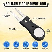 Outil de réparation de divots de golf personnalisé OEM, fourche à divots escamotable avec marqueur de balle et logo personnalisé