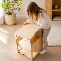 Juego de Silla Cubo Convertible Montessori con Modo Mesa y Diseño de Abedul, Muebles Unisex para Niños Pequeños para Uso en el Hogar y Guardería