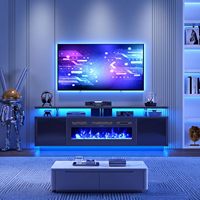 Meuble TV moderne SENYU en MDF avec foyer électrique, 65 pouces et plus, console multimédia à poser au sol, montage facile, meuble de salon