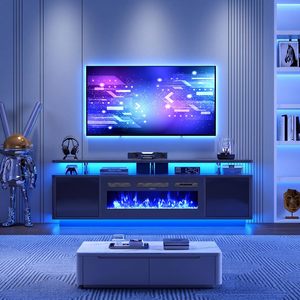 Mueble de TV Moderno SENYU de MDF con Chimenea Eléctrica para Televisores de 65 Pulgadas o Más, Consola Multimedia de Montaje en Suelo, Fácil de Armar, Mueble para Sala de Estar - Product Image 3