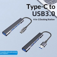 Hub Tipo C de Aleación de Aluminio con Interfaz USB 3.0, Conductor de PVC y Nylon, Función OTG, Divisor de Expansión Multipuerto para Teléfono Móvil y Tableta