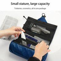 Trousse de Toilette Suspendue de Voyage, Organisateur de Kit de Lavage à 3 Compartiments en Maille Ripstop, Portable pour Maquillage, Douche, Cosmétiques, Salle de Bain, Camping avec Crochet