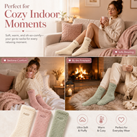 Chaussettes personnalisées d'hiver épaisses, chaudes, douces et moelleuses en tricot écologique Spandex/Polyester avec design de revers pour femmes, usage quotidien