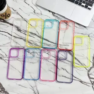 Funda de teléfono móvil con sistema de teñido de borde 2 en 1 de uñas brillantes para iPhone para Samsung para Xiaomi 2695