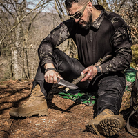 Bottes de Randonnée en Plein Air PTG, Bottes Tactiques Homme Style Désert, Antidérapantes, Anti-Perforation, Cuir 1000D, Hautes pour le Combat et la Chasse
