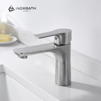Robinet de lavabo en acier inoxydable 304 à trou unique, design moderne, mélangeur d'eau chaude et froide, robinet de salle de bain en céramique pour lavabo