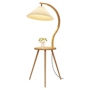 Lámpara de Pie de Madera Maciza con Cientos de Pliegues, Almacenamiento para Sala de Estar - Cuerpo, Mesa de Centro y Mesita de Noche de Estilo Antiguo - Product Image 4