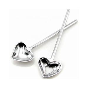 Ensemble de service de bar à salade en acier inoxydable chauffe-buffet couverts en forme de coeur service de salade ensemble de couverts à long manche rond - Product Image 2