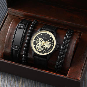 WGS-76 Ensemble de 4 montres décontractées pour hommes, <span class=keywords><strong>montre</strong></span> à quartz <span class=keywords><strong>avec</strong></span> <span class=keywords><strong>bracelet</strong></span> en toile, date, ensemble cadeau de luxe pour hommes - Product Image 2