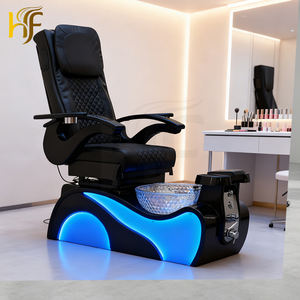 Nagelstudio-Möbel und -Ausstattung: Schwarze und Goldene Elektrisch Verstellbare <span class=keywords><strong>Massage</strong></span>-Maniküre-Fußpflege-Luxus-Pedikürestühle mit LED-Beleuchtung - Product Image 1