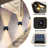 Lampe murale solaire LED extérieure à double éclairage latéral, angle réglable, étanche, lampe de clôture de jardin, étanche IP65