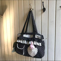 Bolsa de Compras Coreana Clásica de Verano, Ecológica, de Poliéster, para Mujer, con Diseño de Puntos, Encaje, Cadena y Cierre Magnético