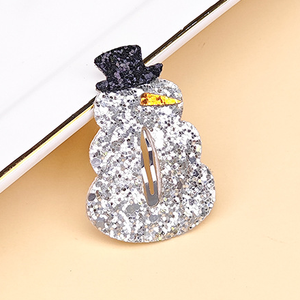 Barrettes pour cheveux de Noël pour enfants, chapeau de bonhomme de neige d'Halloween, pince à cheveux, clips à paillettes - Product Image 4