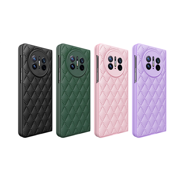 Luxury Rhombus Shaped Leather Phone Case Suitable for Huawei Mate X3 Lens Protection Flip Shockproof Phone Accessories